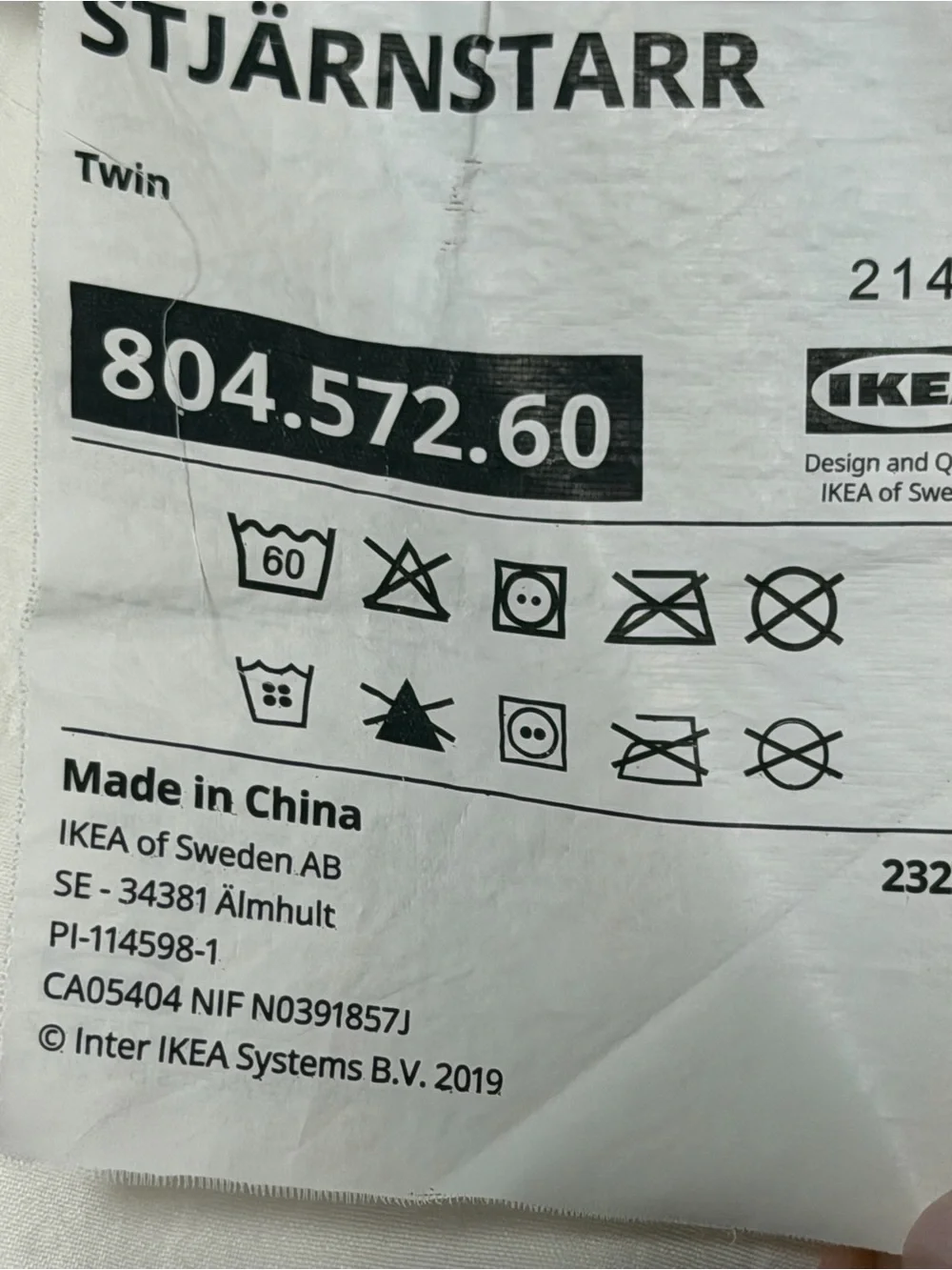 IKEA Lightweight Duvet Insert. Twin.